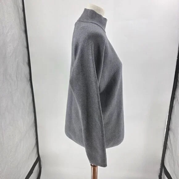 Alison Sheri Womens Colorblock Turtleneck Sweater S Gray & White Viscose Blend - Picture 10 of 15